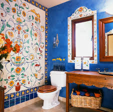 Spanish style incorporates distinctive features like terra cotta tiles and the use of bold red, yellow and orange hues. Bathe Spanish Bath Juli Baier Interior Design