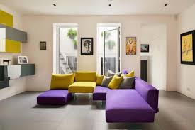 Purple And Yellow Contemporary Living Room Decoracion Living Casa Morada Decoracion De Salas