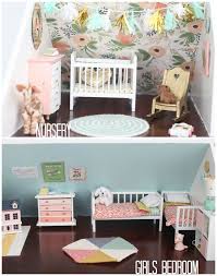 Diy Dollhouse The Girls Bedroom And Nursery Diy Dollhouse Furniture Diy Dollhouse Dollhouse Living Room