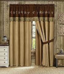 4 Pc Brown Tan Cowboy Western Stars Curtains Panels Drapes Pair 84 Inch Valance Ebay Rustic Star Decor Western Curtains Curtains