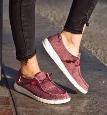 Find your perfect pair of shoes from hey dude! Hey Dude Shoes Women S Wendy Stretch Shoes In Burgundy How To Stretch Shoes Ladies Shoes Designer Womens Fashion Shoes