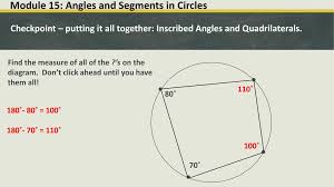 Mc gde , measure of an inscribed angle, 2mŽ f, mŽd 1 mŽf 5 1808 and thus are supplementary, Že and Žg are supplementary. Lesson 15 2 Materials Notes Textbook Ppt Download