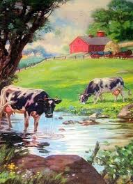 Cow Painting Farm Paintings Farm Art Art