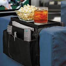 6 pocket arm rest cover black remote control holder sofa organizer arm rest table