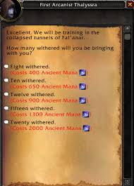 You feed npc with 50 ancient mana and he gives you a buff and 50 reputation with the the nightfallen. The Nightfallen Reputation Guide World Of Warcraft Gameplay Guides