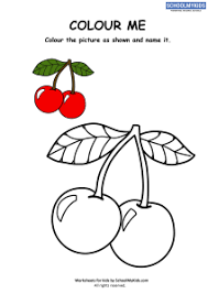 Print your name and color it ! Colour Me Cherries Coloring Pages Worksheets For Preschool Kindergarten First Grade Art And Craft Worksheets Schoolmykids Com