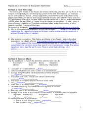 In addition to ecosystems and food chains, these printable worksheets also cover consumers and producers, as well as herbivores, carnivores, and omnivores. Ecology Worksheet Mine Population Community Ecosystem Worksheet Name Section A Intro To Ecology The Wolves And Moose Of Isle Royale Are Known Course Hero