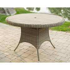 If you don't have a large household, you can include side tables for the same convenient purpose. Bella Natural All Weather Wicker Patio Poolside Round Dining Table With Umbrella Hole Round Dining Table Round Patio Table Patio Table Set