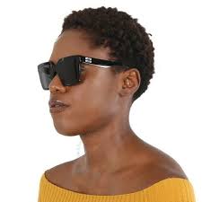 NEW Miu Miu MU03YS 10G5S0 Black White Dark Gray Square Women SunglassesMU  03YS