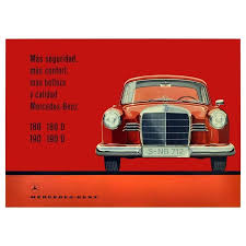 Rare Original Vintage Mercedes Benz Model 180 190 Luxury Car Advertising Poster Mercedes Benz Models Car Advertising Mercedes