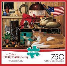 Maybe you would like to learn more about one of these? The Cats Of Charles Wysocki Traveling Cowboy 750 Piece Jigsaw Puzzle Iamapuzzler Buffalogames Jigsawpuzzle Cats Buffalo Games Jigsaw Puzzles Cat Puzzle