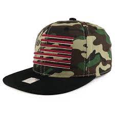 Usa American Flag Embroidered Flat Bill Snapback Cap Military Camo Cm18754hx7r Fitted Hats Men Embroidered Flats Hats For Men