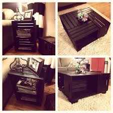 Wine Crate Coffee Table And End Table Wine Crates From Michaels Built A Frame Legs Stained And In 2020 Wine Crate Coffee Table Crate End Tables Crate Coffee Table