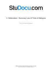 Person that is, may be, or is alleged to be, defamatory. 4 Defamation Summary Law Of Torts In Malaysia Pdf Lomoarcpsd 3722886 4 Defamation Summary Law Of Torts In Malaysia Tort I Universiti Malaya Studocu Is Course Hero