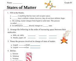 Phase change problems worksheet with changes of state worksheet answers. States Of Matter Class 4 Worksheet Witknowlearn