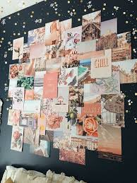 Another Shot Of The Peachy Pink Collage Kit Irl Wall Collage Decor Dorm Room Decor Cute Room Decor