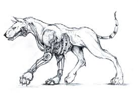 Black And White Robot Dog Mecha Dog Robot Concept Art Robot Animal Canine Art