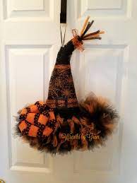 Witch Hat Wreath Halloween Door Decor Hocus Pocus Wreath Cute Etsy Halloween Witch Hat Wreath Halloween Tulle Wreath Halloween Door Decorations