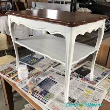 How To Paint Stained Top Warm White End Tables Diy White End Tables Painted End Tables End Tables