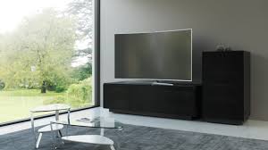 The bush furniture salinas tv stand with coffee table, console table and set of 2 end tables offers a practical living room solution with casual farmhouse style. Mirage 8227 2 Black Media Cabinet Tv Stand Bdi Furniture
