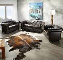 Kain Kulit Modern Huayang Furnitur Rumah Sofa Chesterfield Elegan Pabrikan