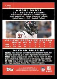 Amazon.com: Football Trading Card NFL 2007 Bowman #172 Amobi Okoye NM Near  Mint RC Rookie Texans : Collectibles & Fine Art