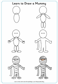 Learn To Draw A Mummy Halloween Drawings Easy Drawings Drawing For Kids
