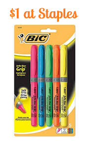 1 Bic Brite Grip Highlighters 5 Pack Free Shipping At Staples Bic Diy School Supplies Education Supplies