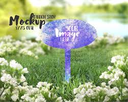 Dye Sublimation 4775 Oval Yard Sign In Garden Mockup Add Etsy Yard Signs Dye Sublimation Sublime