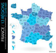Carte gratuite à imprimer, les 13 nouvelles régions de france, les départements et les préfectures. Fototapete Carte De France 13 Regions Et Outre Mer Avec Departements Numeros Et Chefs Lieux Un Trace Autonome Par Zone Brad Pict