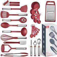 Check spelling or type a new query. Amazon Com Kitchen Utensil Set 24 Nylon And Stainless Steel Utensil Set Non Stick And Heat Resistant Cooking Utensils Set Kitchen Tools Useful Pots And Pans Accessories And Kitchen Gadgets Red Home Kitchen