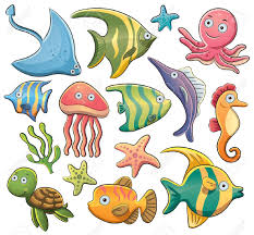 Sea Animals Collection Cartoon Sea Animals Animal Illustration Fish Illustration