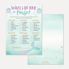 What's in your purse is a hilarious baby shower game that only women could truly understand! Printable Mermaid Baby Shower What S In Your Purse Game Template Hadley Designs