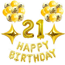 Shop for 21st birthday party in milestone birthdays. Dusenly 21st Birthday Balloons Decorations Set Gold Happy Birthday Banner Foil Balloon Golden Star Confetti Latex Balloons For 21st Birthday Party Supplies Buy Online In Grenada At Grenada Desertcart Com Productid 153914222