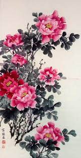 Peony Flower Chinese Painting By Lin Hai Chinese Painting Flowers Flower Painting Peony Painting