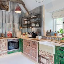 An attractive contemporary island featuring a rectangular top of stainless steel. Corrugated Metal Kitchen Ideas Photos Houzz