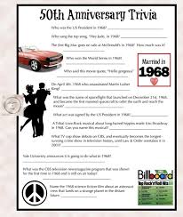 Monty python's flying circus first aired on bbc one. 1968 Anniversary Trivia Game 50th Wedding Anniversary Party Instant Downloa 50th Wedding Anniversary Party 40th Anniversary Party Wedding Anniversary Party