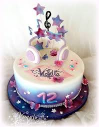Violetta Cake Girl Music Airbrush Fondant Glitter Bling Notes Princess Flower Paste Stars Kuchen Tor Violetta Torte Musik Kuchen Prinzessinnen Torte