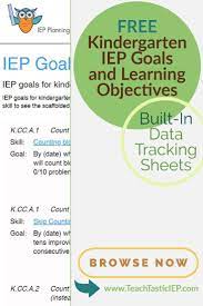 Iep Goals And Objectives With Data Tracking Kindergarten Math Iep Goals Iep Kindergarten Special Education