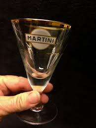 Oud Vintage Martini Glas Met Reclame Voor Het Martini Merklogo Martini Martini Glass Glass