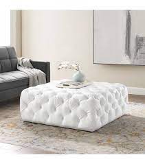B fsobeiialeo storage ottoman with tray, linen ottoman coffee table folding long shoes bench footstool, dark grey 30x15.74x15 4.5 out of 5 stars 1,527 $43.99 $ 43. White Faux Leather Totally Tufted Square Ottoman Coffee Table