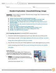 Write your answers on the back of this sheet or on a separate sheet of paper. House Hold Energy Gizmo Name Date Student Exploration Household Energy Usage Vocabulary Current Energy Consumption Fluorescent Lamp Halogen Lamp Course Hero