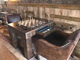 Custom Chess Backgammon Table Custom Leather Game Board Can Be Easily Reversed Table Includes Leather Lined Dr Backgammon Table Chess Board Table Chess Table