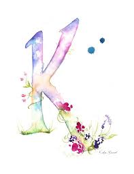 Pin By Kathia Yokoyama On Letter K Watercolor Monogram Watercolor Lettering Watercolor