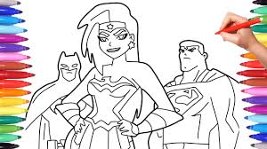 @akn kids house thankyou for watching :) please check out other videos bellow learn colors | superman ,batman and captain america coloring pages [pena animation. Justice League Coloring Page Coloring And Drawing Batman Superman And Wonder Woman Youtube