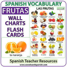 Spanish Fruit Charts Flash Cards