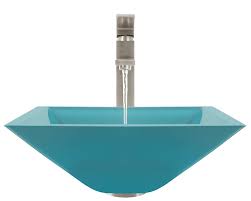 603 turquoise colored glass vessel sink