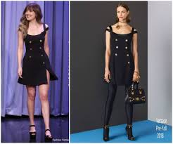 The climax of the fifty shades movie trilogy gets one more sizzling preview before its valentine's day opening. Dakota Johnson In Versace The Tonight Show Starring Jimmy Fallon Fashionsizzle