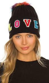 jocelyn Knitted Love Faux Fur Hat in Black