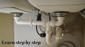 Continuous waste center outlet for a double bowl sink. How To Install The Kitchen Sink Drain Pipes Youtube